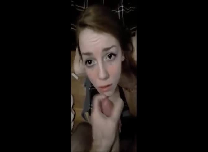 Video :Sexy white chick swallows cum of a huge cock